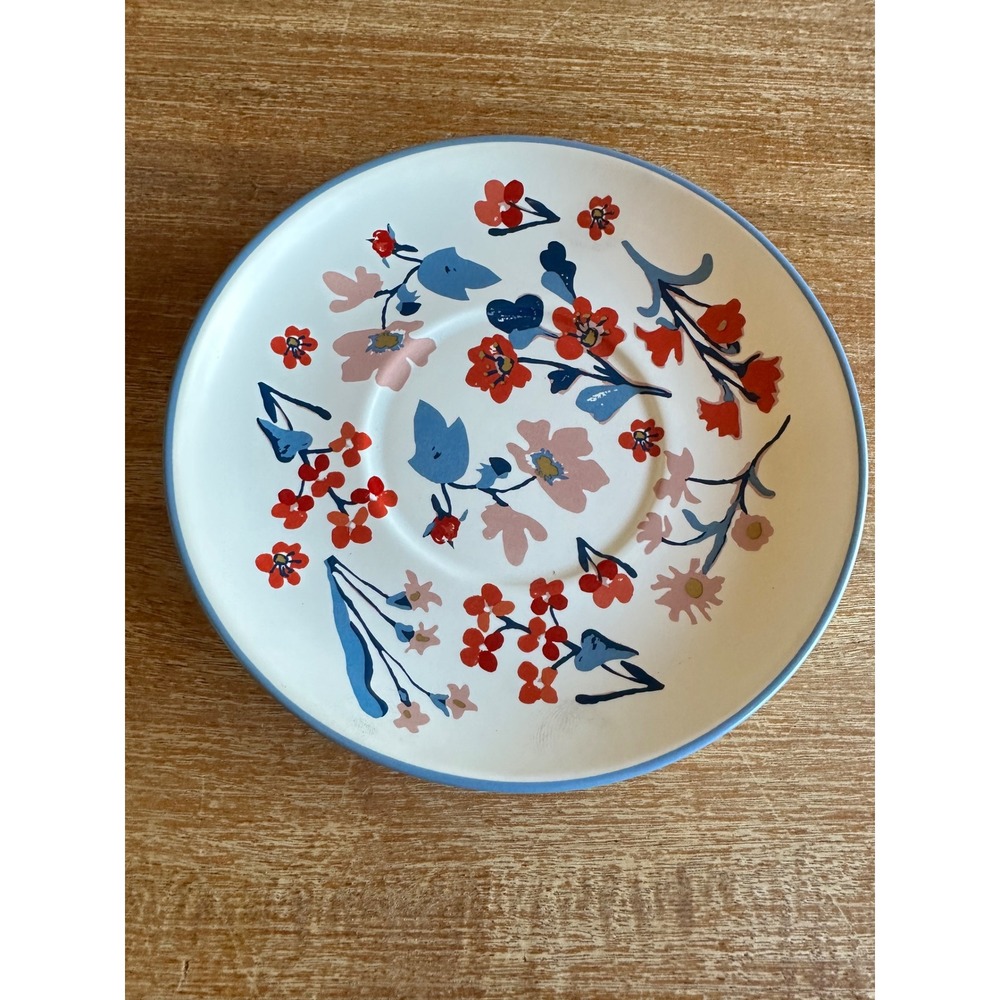Threshold Stoneware Saucer Plate Red Blue Floral Target Replacement Dish 6"